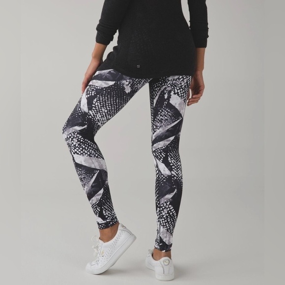 Lululemon Wunder Under Pant III Full-On Luon Static Mist White Black Leggings 4 - Picture 1 of 11